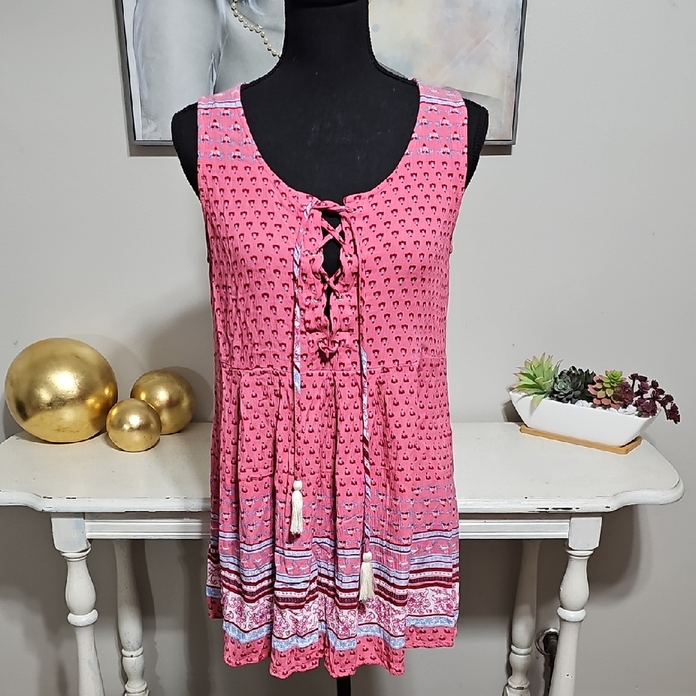 🌸 Umgee Pink Paisley Floral Mini Dress Medium